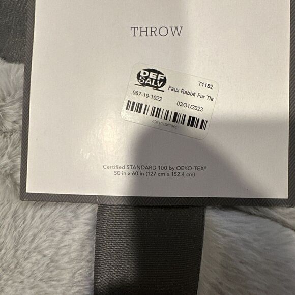 Faux Rabbit Fur Throw Blanket Light Gray - Threshold. 50”x60”. NWT. - Picture 5 of 7